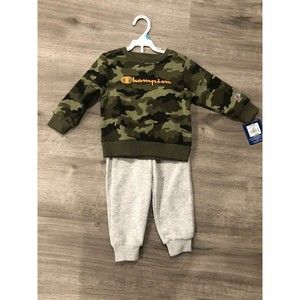 CHAMPION ATHLETICWEAR Baby Boy's Fleece Crew and Joggers, 2-Piece Set 24 Months